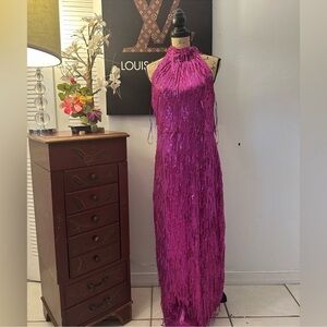🆕R&M Richards Evening Sequins Fringe Dress